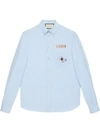 GUCCI EMBROIDERED OXFORD COTTON SHIRT