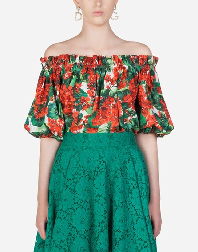 Dolce & Gabbana Portofino-print Poplin Top In Multi