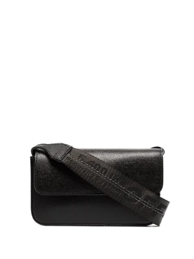 Off-white Cross-grain Leather Messenger Bag In Black