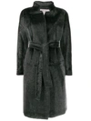 Herno Stand Collar Faux-fur Coat In Grey