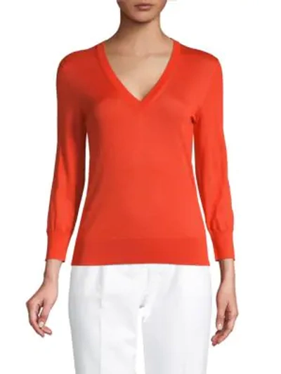 Dolce & Gabbana Cashmere V-neck Pullover In Orange