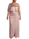ADRIANNA PAPELL PLUS ONE-SHOULDER LONG GOWN,0400011162292
