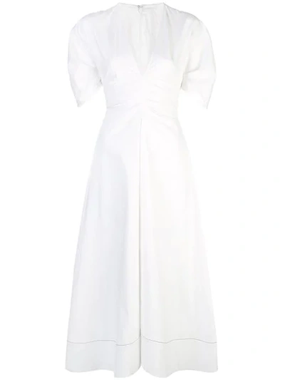 Proenza Schouler Gathered Stretch-cotton Poplin Midi Dress In White