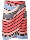 EMPORIO ARMANI STRIPE-PRINT WRAP SKIRT