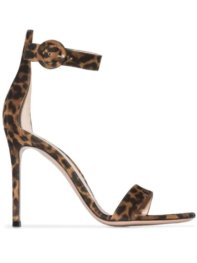 Gianvito Rossi Portofino 105mm Leopard-print Sandals In Brown