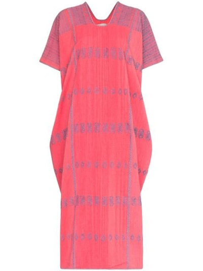 Pippa Holt Embroidered Kaftan Midi Cotton Dress - 粉色 In Pink
