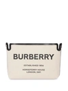 BURBERRY MEDIUM HORSEFERRY PRINT CANVAS CLUTCH