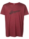 Saint Laurent Round Neck T-shirt In Red,black,white