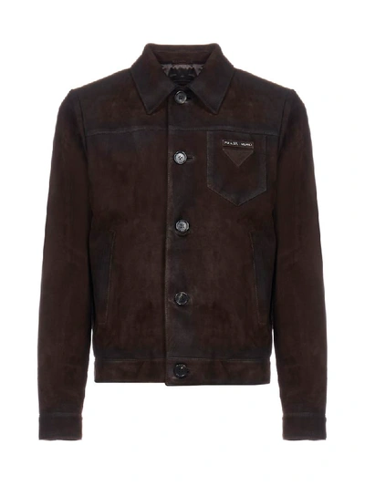 Prada Suede Jacket In Moro