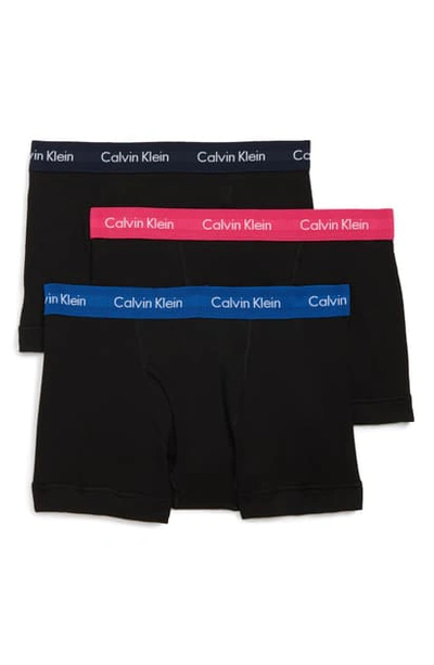 Calvin Klein Cotton Trunks In Blk/ Neptune/ Thrill/ Shorelin