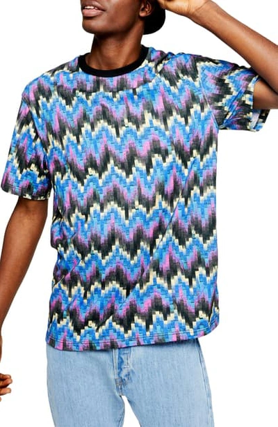 Topman Geo Print T-shirt In Blue Multi