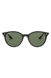 Ray Ban Phantos 53mm Polarized Round Sunglasses In Black/ Green Solid