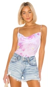 Endless Summer Maya Cowl Neck Cami In Cotton Candy Tie Dye