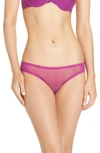 On Gossamer Mesh Hip Bikini In Rich Plum
