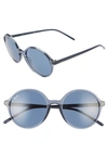 RAY BAN 53MM ROUND SUNGLASSES - TRASPARENT BLUE/ BLUE SOLID,RB430453-X