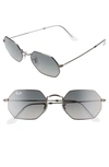 RAY BAN 53MM RECTANGULAR SUNGLASSES - GUNMETAL/ GREY GRADIENT,RB3556N53-Y