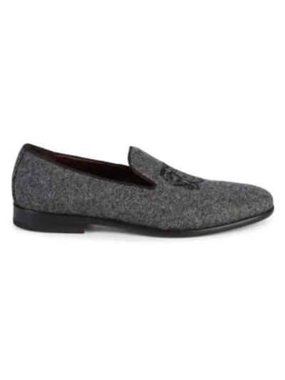 Bruno Magli Picasso Woven Smoking Slippers In Dark Grey