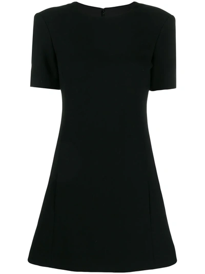 Saint Laurent Short-sleeve Wool Crepe Mini Dress In Black