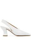 Bottega Veneta Almond Leather Slingback Pumps In White