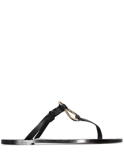 Atp Atelier Forna Gold-tone Leather Sandals In Black