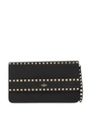 VALENTINO GARAVANI VALENTINO VALENTINO GARAVANI ROCKSTUD FOLDOVER CLUTCH - 黑色