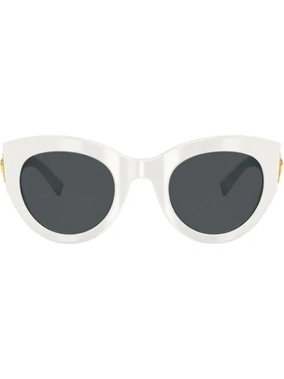 Versace Acetate Monochromatic Cat-eye Sunglasses In Grey-black