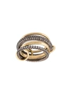 SPINELLI KILCOLLIN 18KT YELLOW AND BLACK RHODIUM SILVER VEGA DIAMOND 4 LINK RING