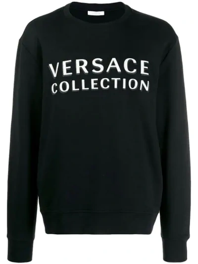 Versace Logo Print Sweatshirt In Black