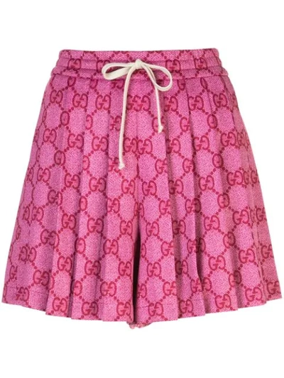 Gucci Pink Women's Gg Supreme Pleated Skirt