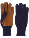 Brunello Cucinelli Men's Suede-palm Cashmere Gloves In Navy