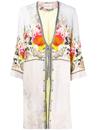 Etro Printed Dressing Gown Coat In Neutrals