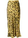 Anine Bing Bar Leopard-print Silk-charmeuse Midi Skirt In Yellow