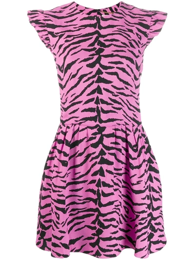 Saint Laurent Zebra-print Crêpe Minidress In Pink