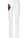 DOLCE & GABBANA EMBROIDERED FLOWERS SKINNY-FIT JEANS