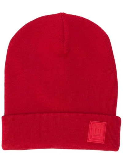 Off-white Logo Patch Wool Beanie In Red
