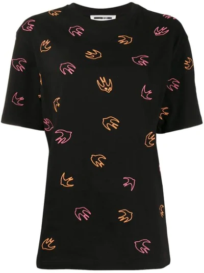 Mcq By Alexander Mcqueen Crewneck Swallow-print Band Tee In Black