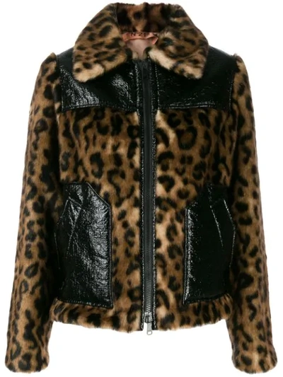N°21 Leopard Print Paneled Jacket In Brown