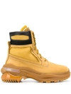 Maison Margiela Union Foam-insert Nubuck Leather Boots In Yellow