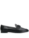 Ferragamo Lesley Bow-embellished Leather Loafers In Black