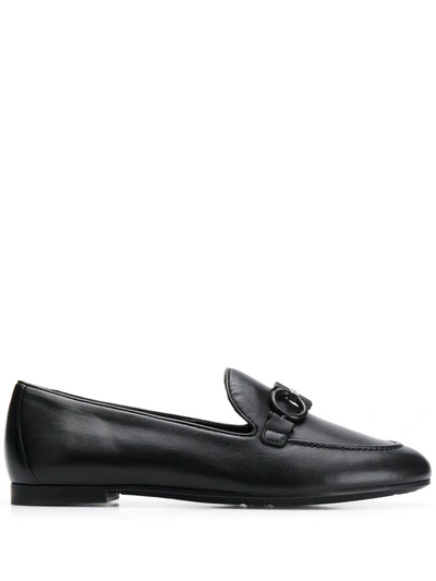 Ferragamo Lesley Bow-embellished Leather Loafers In Black
