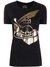 VIVIENNE WESTWOOD ANGLOMANIA VIVIENNE WESTWOOD ANGLOMANIA LOGO金属感印花T恤 - 黑色