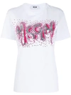 Msgm Sequin Logo T-shirt In White