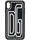 Dolce & Gabbana Stretch Logo Iphone Xs Max Case In Nero/bianco