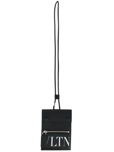 Valentino Garavani Black  'vltn' Phone Neck Pouch In Nero Bianco