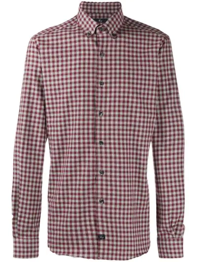 Fay Check Button-down Shirt In Grey
