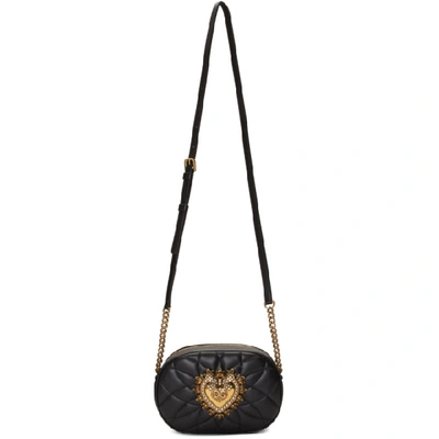 Dolce & Gabbana Devotion Heart-embellished Quilted-leather Bag In Black