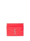 Saint Laurent Monogram Grained-leather Cardholder In Pink