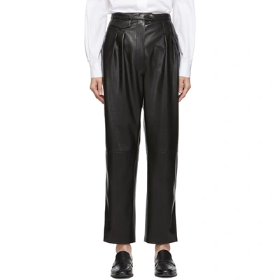 Nanushka Vegan Leather High Waisted Trousers In Black