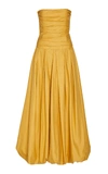 Khaite Ingrid Strapless Cotton-taffeta Gown In Yellow