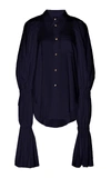 Khaite Leith Poplin Shirt In Navy